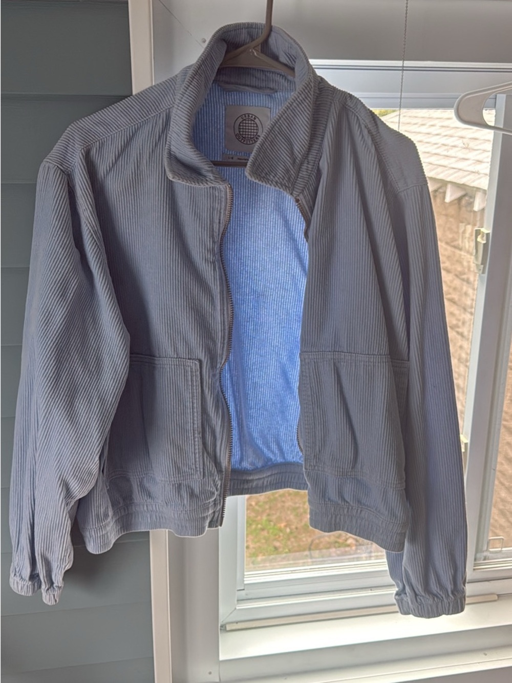 Urban Outfitters Light Gray Corduroy Bomber Jacket